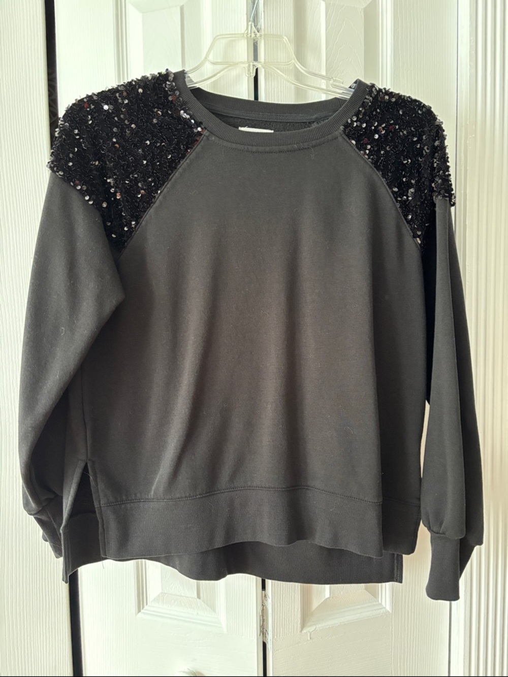 Maurices Black Crewneck Sweatshirt with Ribbed Trim